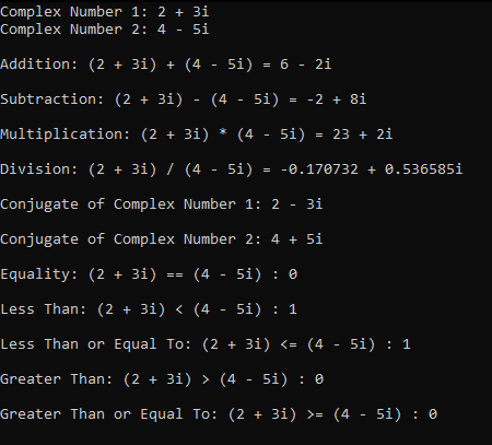 C++ Complex Number